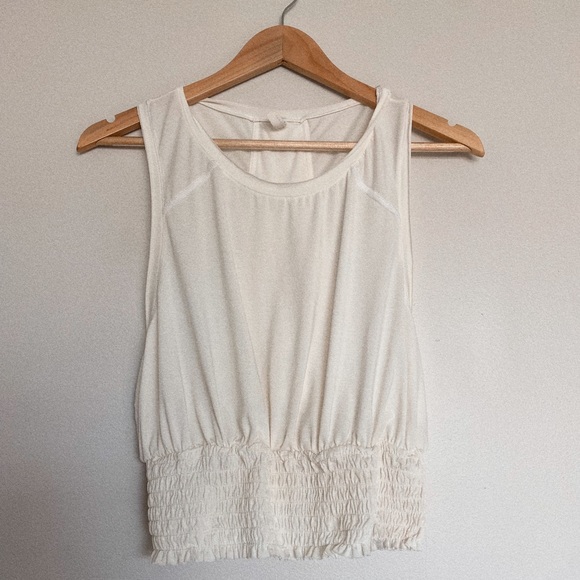 Free People movement white smocked deep racer back tank - Picture 2 of 5